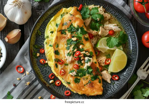 Thai Omelette with Chicken and Green Curry