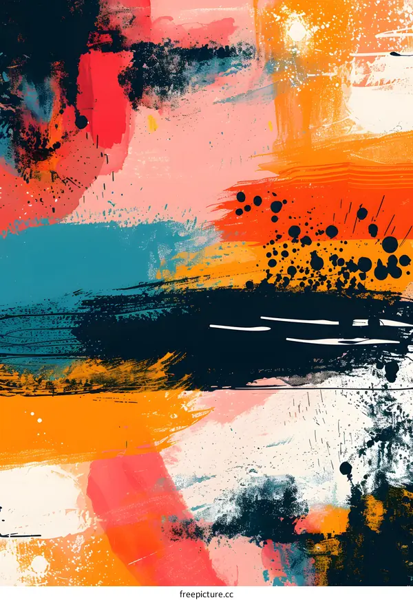 Colorful abstract painting with bright and vibrant colors