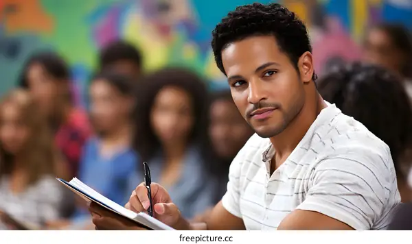 African American Student Taking Notes In Class