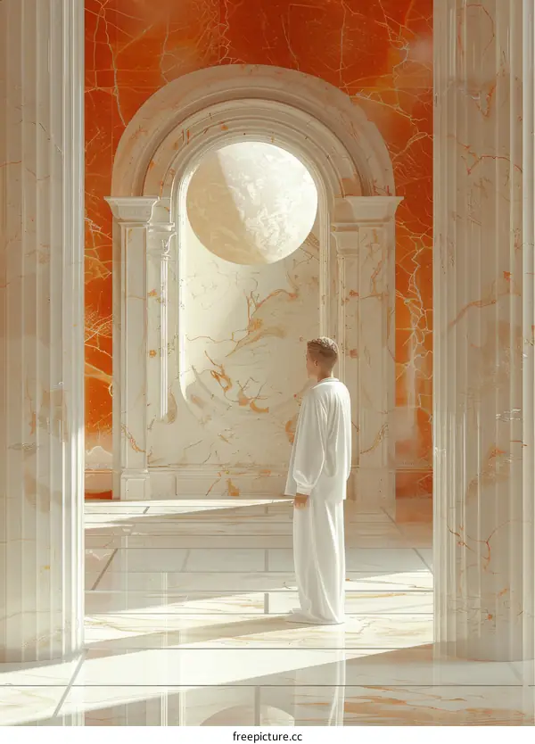 Elegant Architectural Interior with a Single Figure