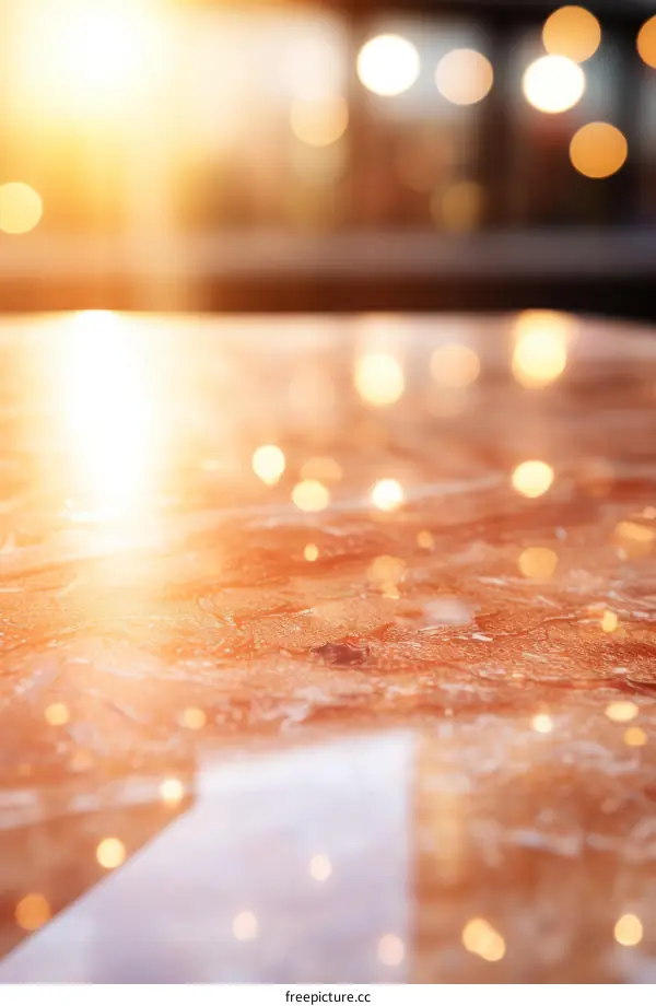 Marble table with abstract light reflexions