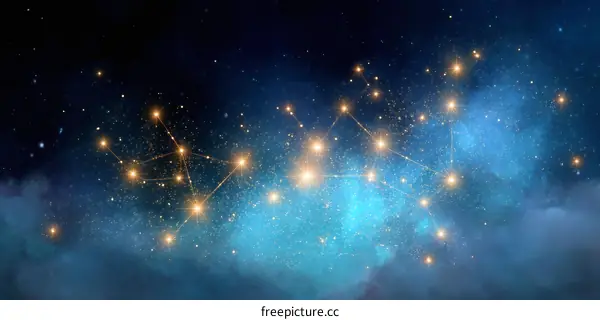 Starry Night Sky Constellation Illustration