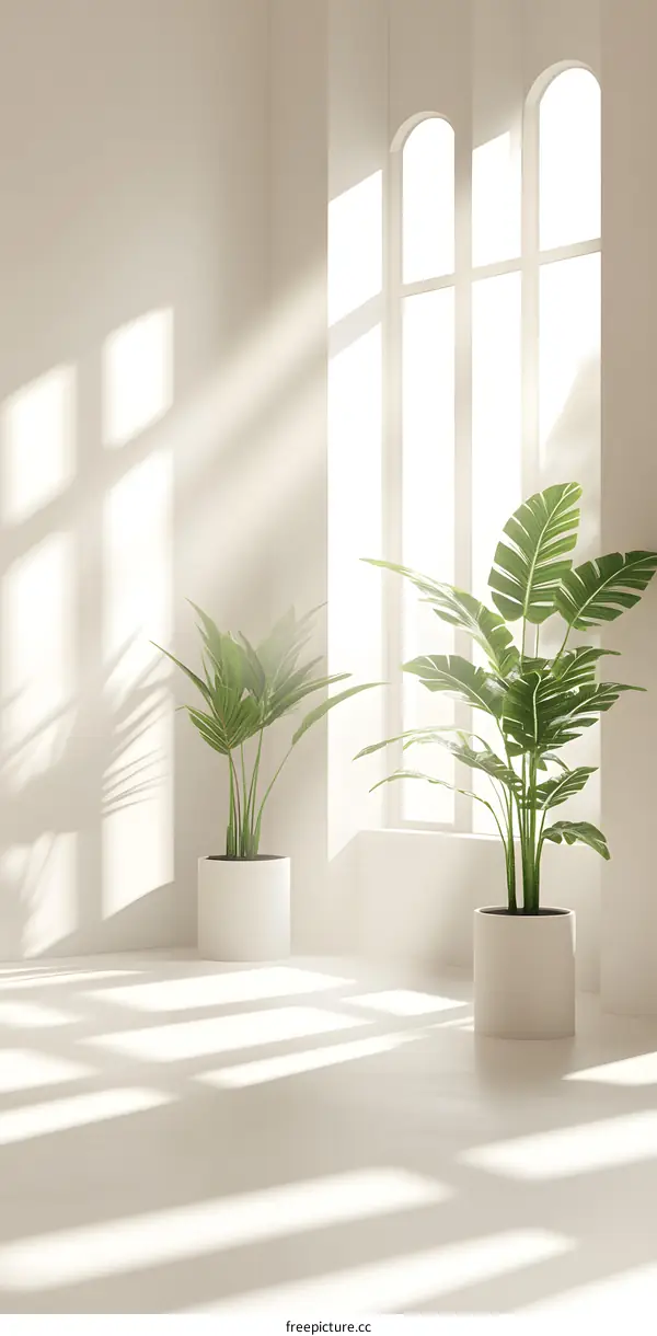 Minimalist Interior Design with Plants and Sunlight