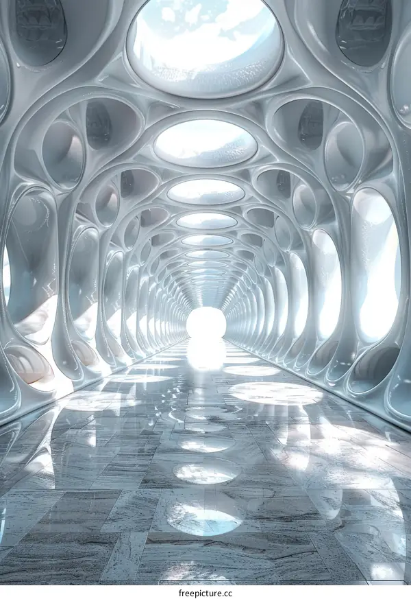 Futuristic tunnel with parametric architecture