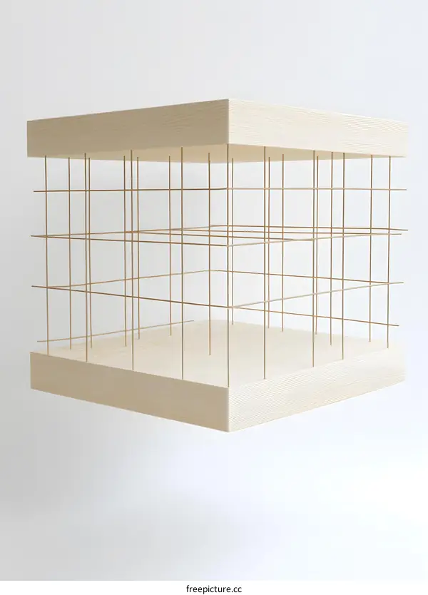 Wooden Cage Minimalist  3D Render