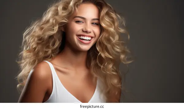 Portrait of a beautiful young blonde woman smiling