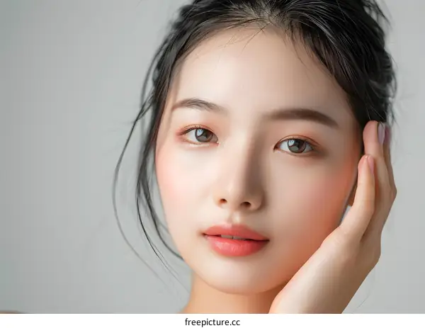 Beautiful Asian Woman with Natural Makeup Portrait