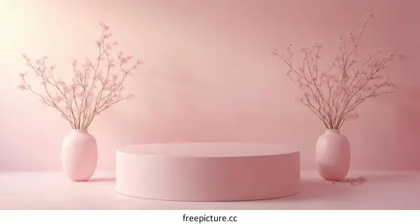 Pink Floral Display Stand Illustration