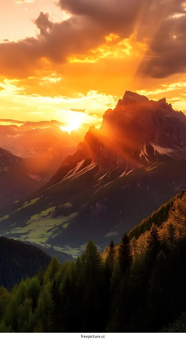 Golden Hour Sunset Over Mountains Landscape Photography