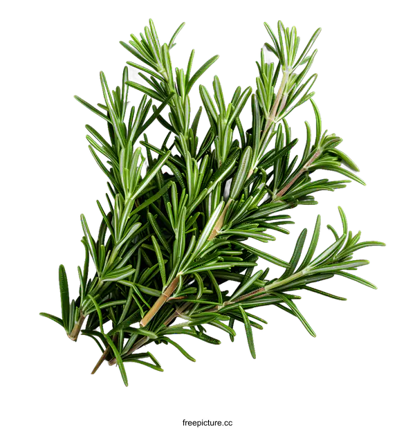 [Transparent Background PNG]Rosemary herb spice isolated on white background. Fresh green organic rosemary leaves. Top view, flat lay