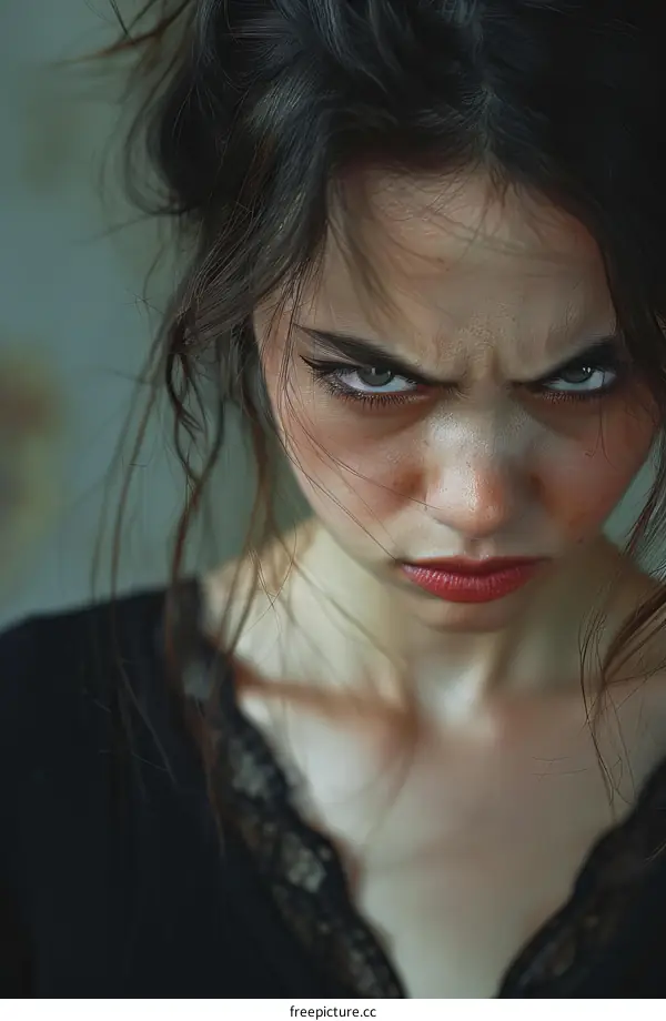 portrait of an angry young woman