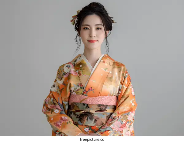 A woman wearing a kimono is sitting in a traditional Japanese room.