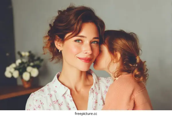 Mother and Daughter Affectionate Embrace