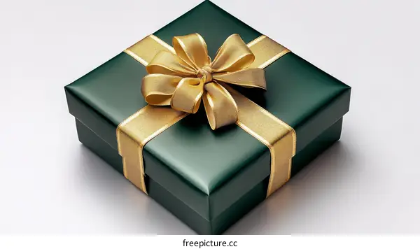 Elegant Green Gift Box with Golden Ribbon