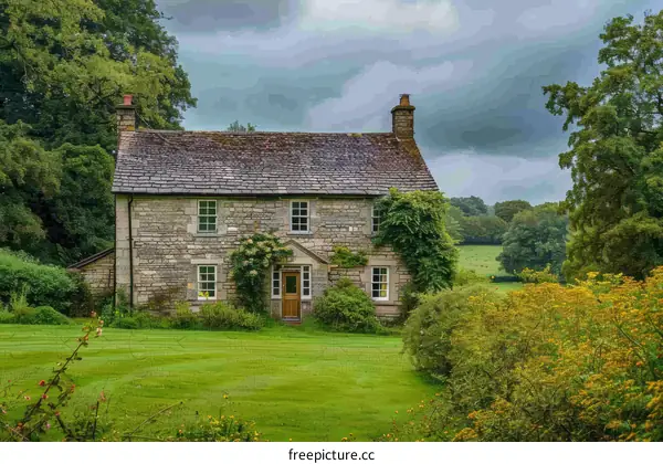 A traditional stone cottage in the English countryside