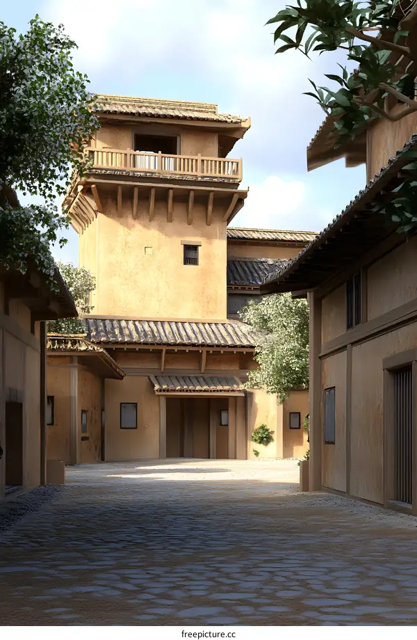 Traditional Chinese Architecture Courtyard View