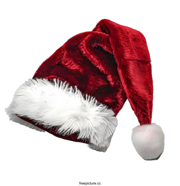 [Transparent Background PNG]Red Santa Hat with White Fur Trim