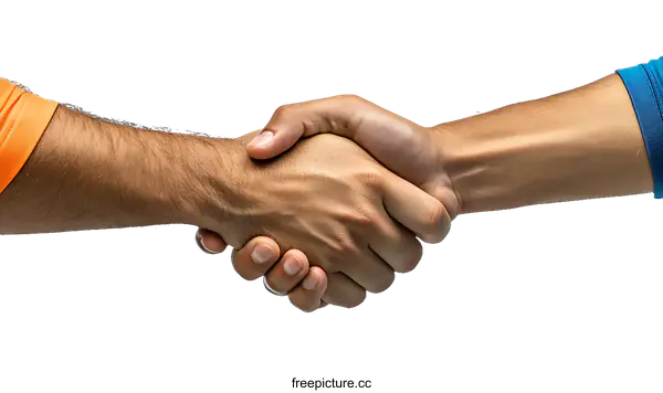 [Transparent Background PNG]Two Diverse Individuals Handshake