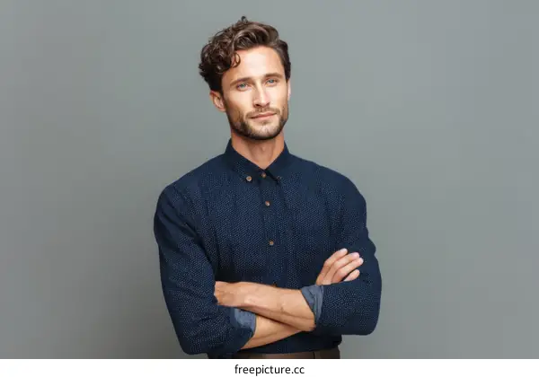 Confident Caucasian Male in a Stylish Shirt