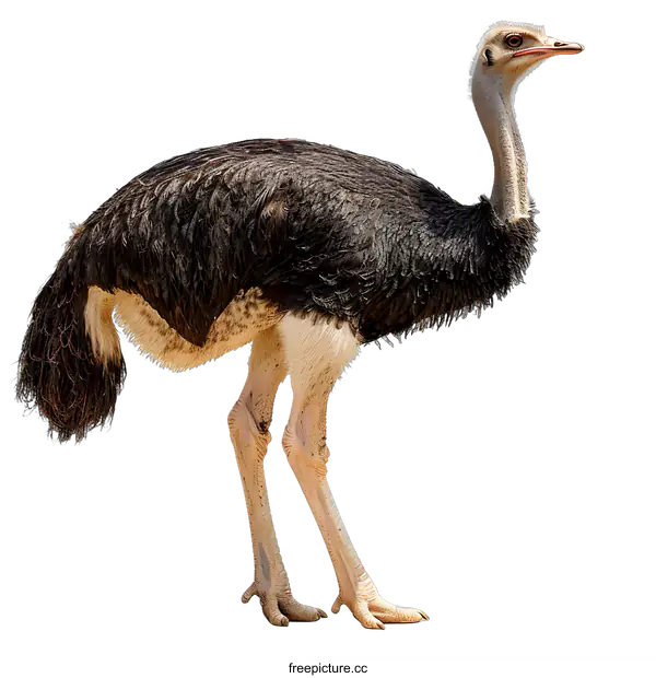 [Transparent Background PNG]Ostrich Standing on White Background