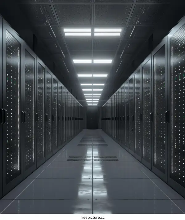 Server room with rows of server racks