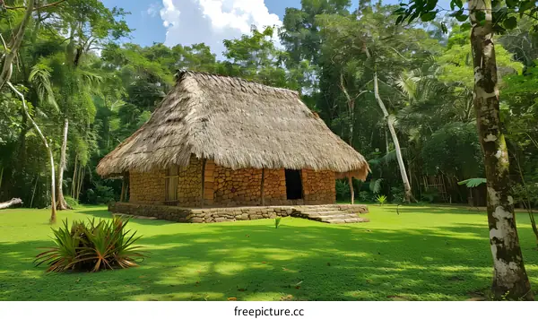 Hut in a Jungle Clearing