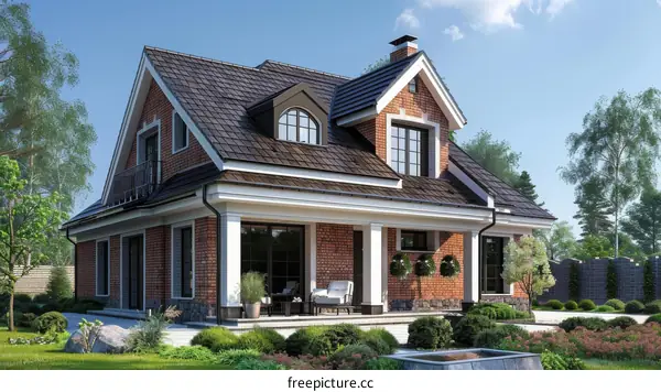 European-style house with a garden