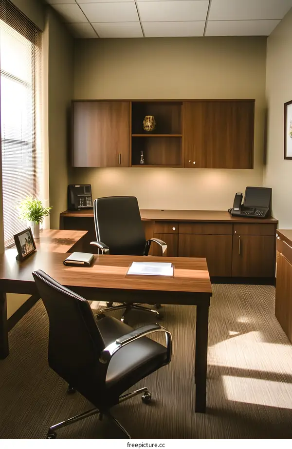 Modern Office Interior Design With Wooden Furniture