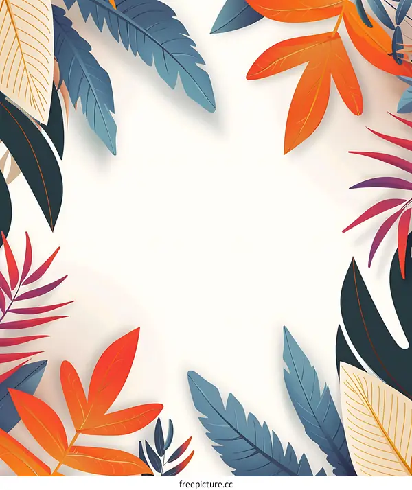 Tropical Leaves Border Frame Background Illustration