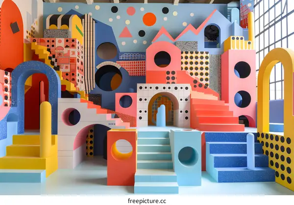 Abstract Geometric Shapes And Colorful Structures