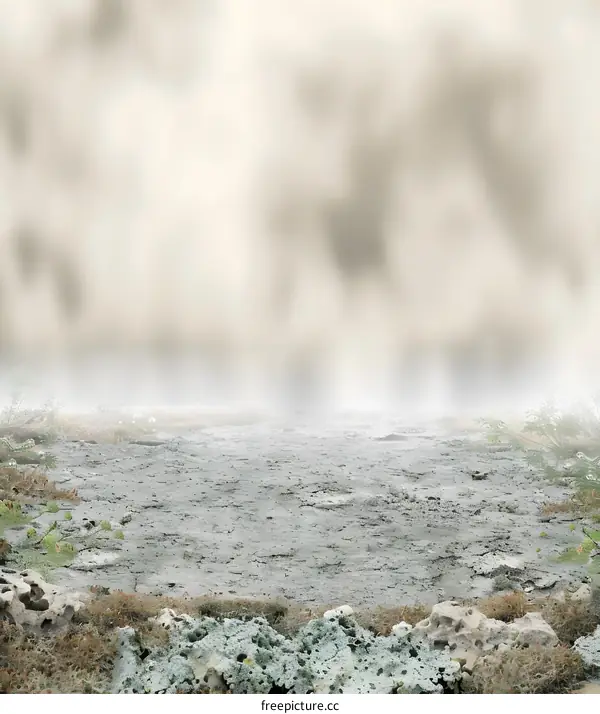 Abstract Stone Path in Foggy Landscape