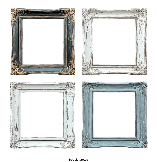 [Transparent Background PNG]Set of Vintage Square Picture Frames