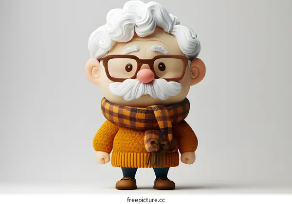 3D cartoon character of an old man