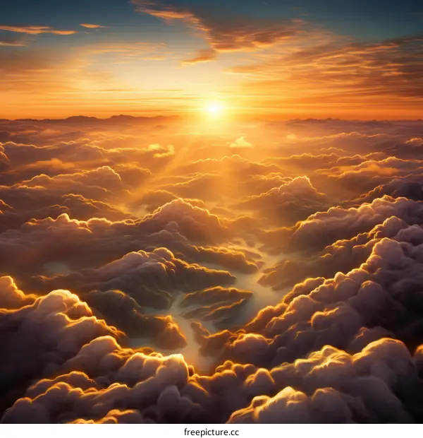 Above the Cloudscape in the Mountains at Sunrise