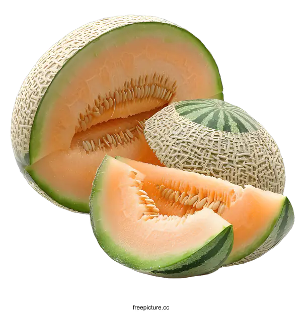 [Transparent Background PNG]Fresh cantaloupe melon slices