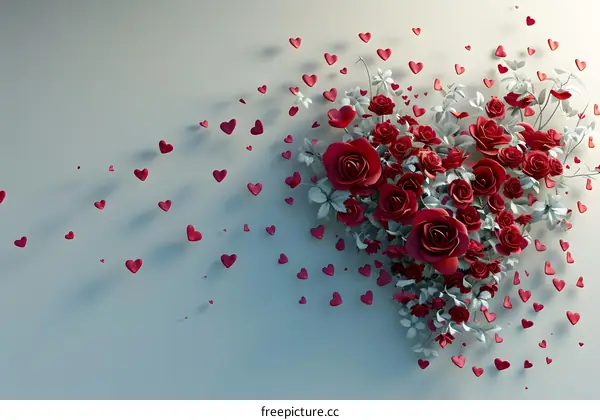 3D Rose Petals Love Heart