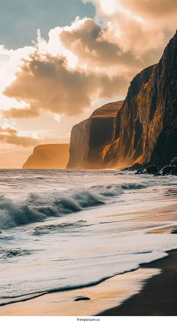 Dramatic Cliffs Overlooking the Ocean at Sunset