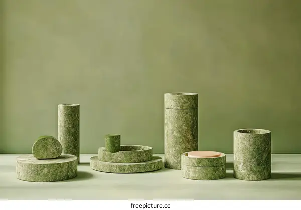 Abstract Green Stoneware Decorative Objects