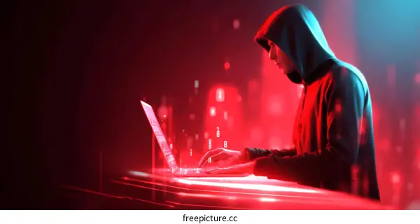 Cyberattack Hacker Working on Laptop