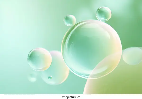 Abstract Colorful Bubbles in Pastel Green