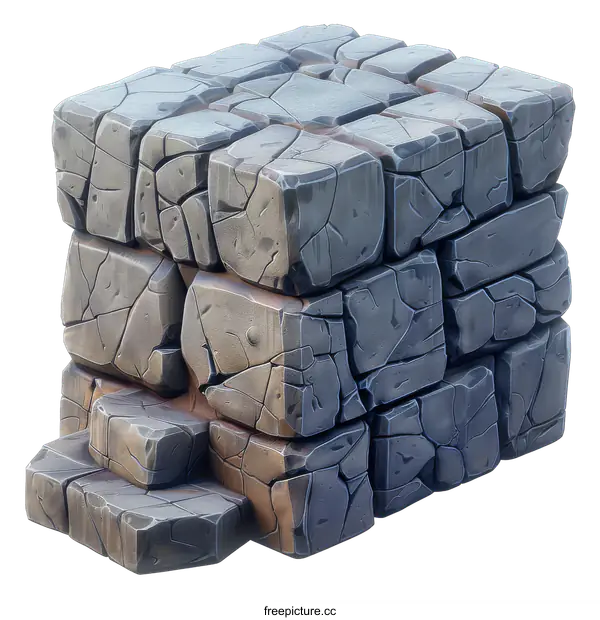 [Transparent Background PNG]Stylized Stone Block with Steps
