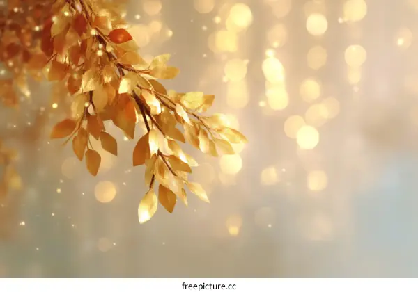 Golden Leaves Bokeh Background Illustration