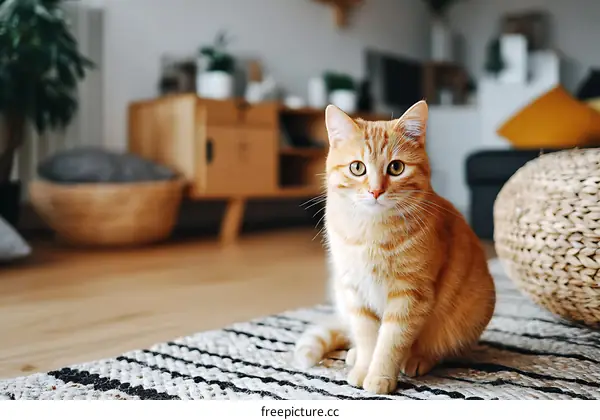 Orange Cat in a Cozy Living Room