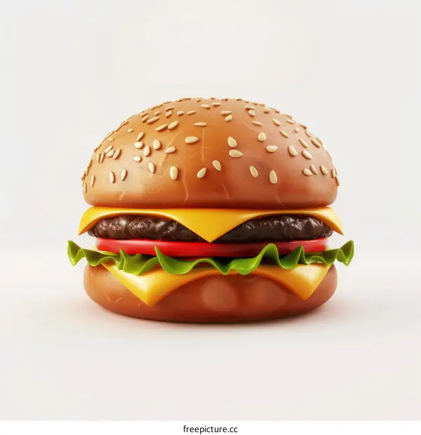 A cheeseburger with sesame seeds on the bun