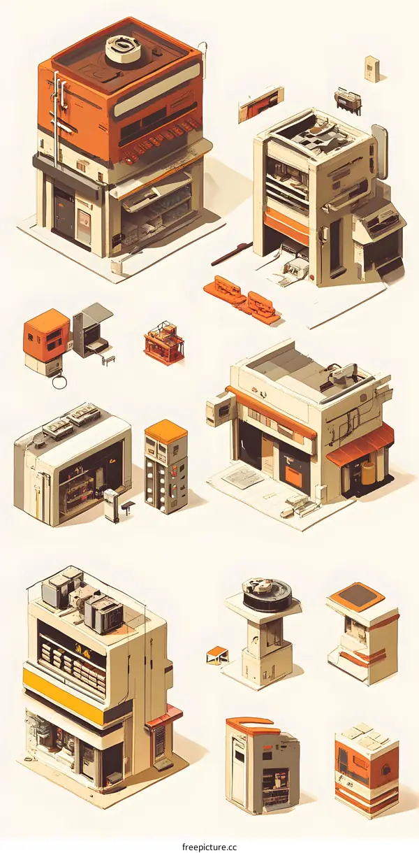 Isometric Illustration of Futuristic Buildings