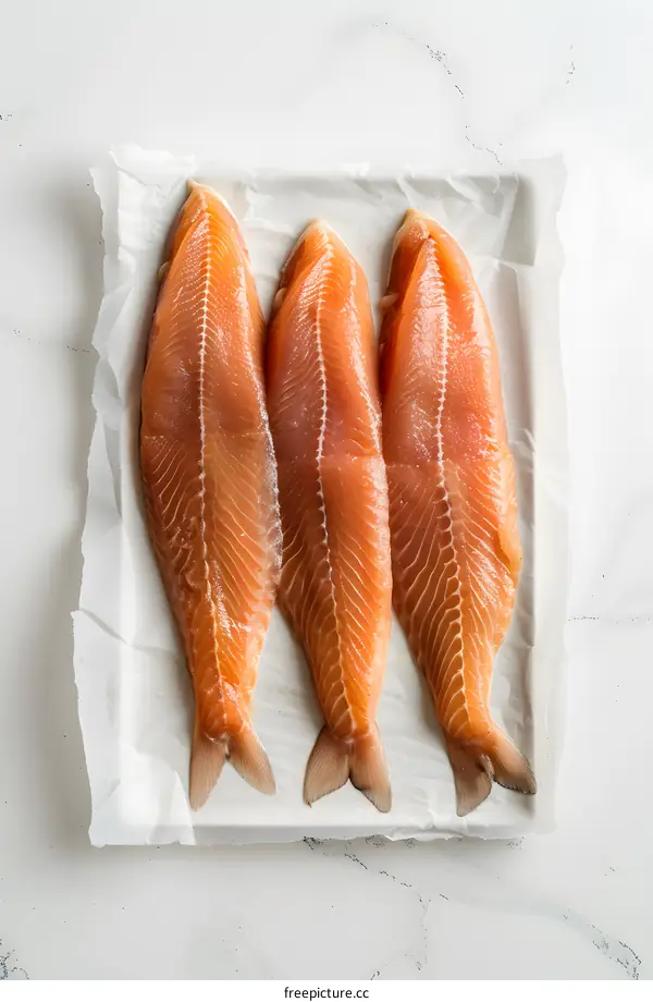 Fresh Salmon Fillets on Baking Paper