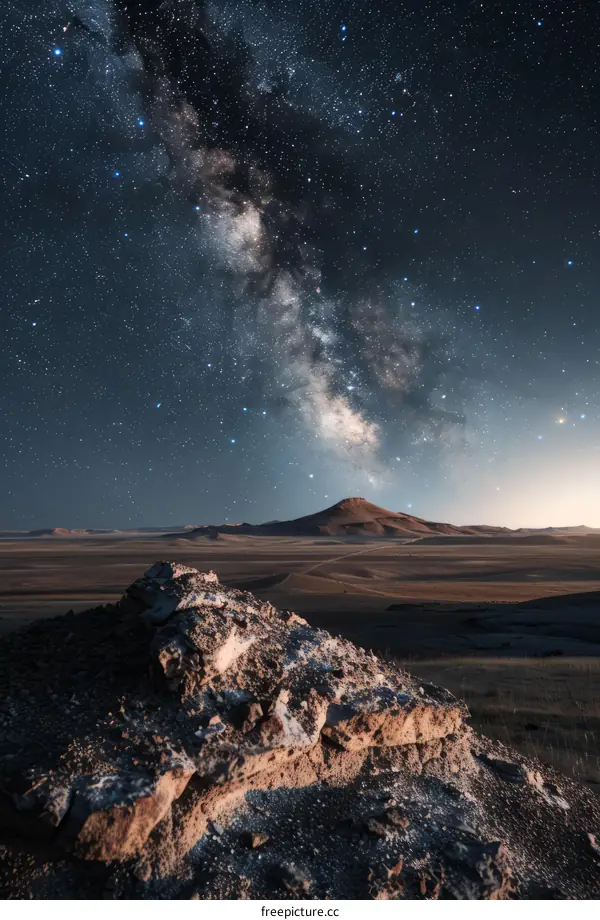 Starry Night Sky with Rock Formation