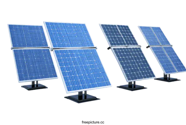 [Transparent Background PNG]Solar Panels Array on Adjustable Mounts