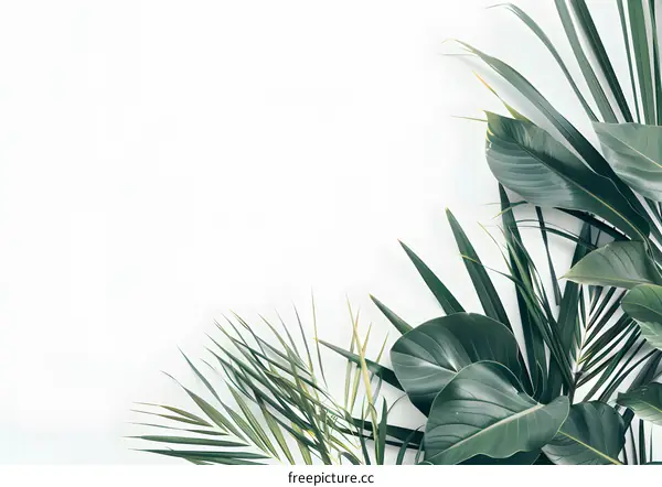 Tropical Leaves on White Background