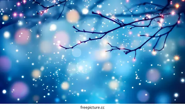 Winter Branches with Sparkling Lights